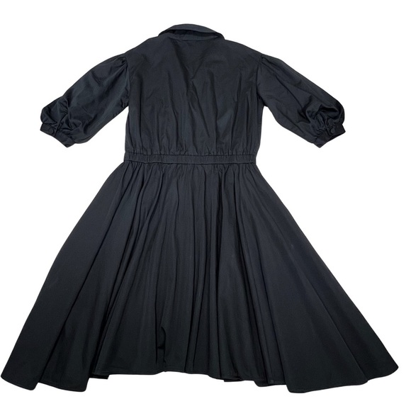 Club Monaco Dress Collared A Line Cotton Blouson Puff Sleeves Black 8 Medium M - Picture 11 of 16